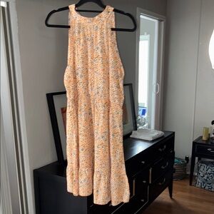 SHEIN Orange Floral Halter Dress